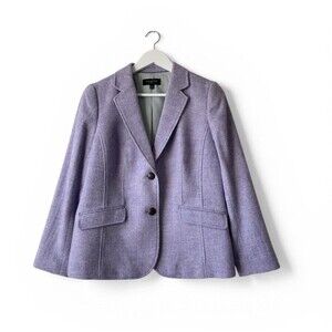 Talbots Blazer Womens 12P Lavender Purple Herringbone Wool Blend 2-Button Jacket